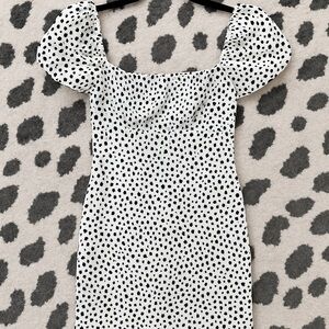 Missguided Dalmatian Print Puff Sleeve Mini Dress | Size 6